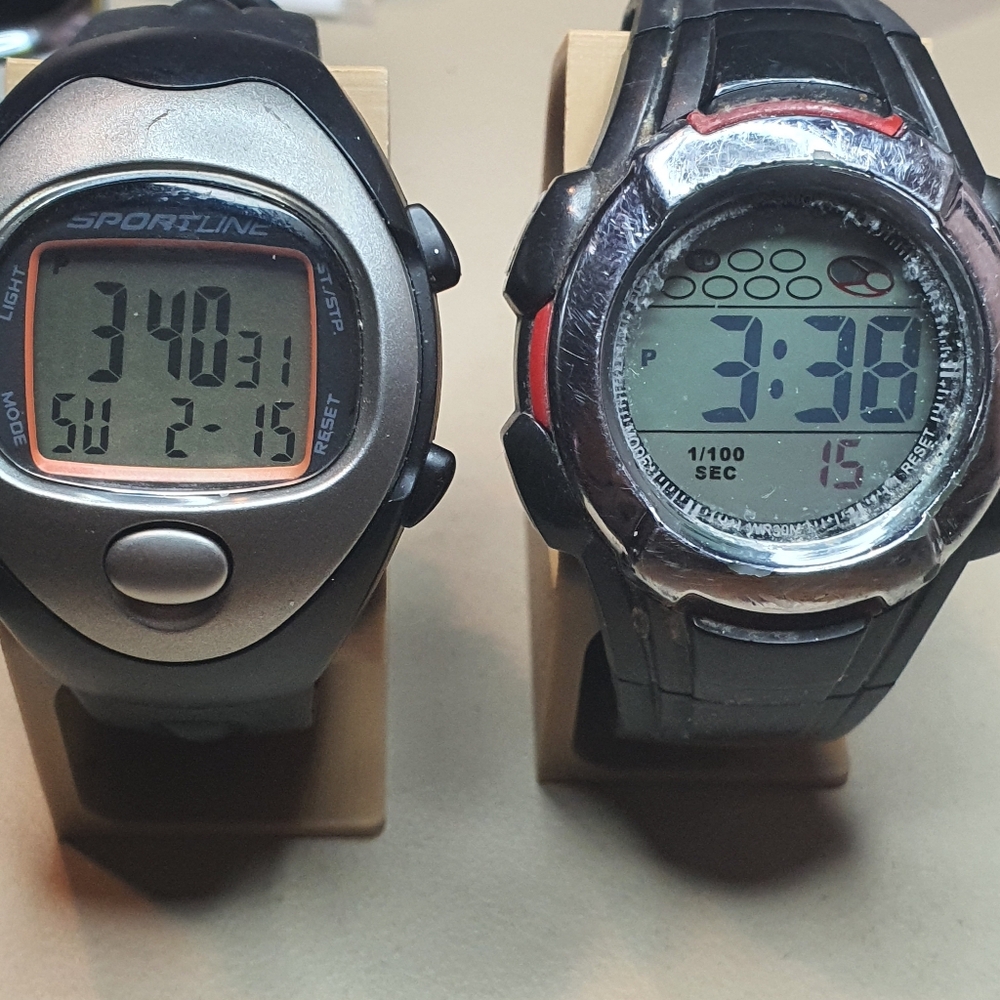 10/$20 Lot Of 2 Digital Alarm Chrono Men's Watches